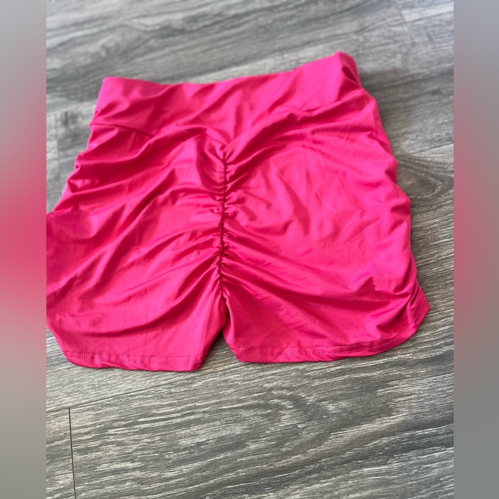 Vibrant Pink Ruched Shorts